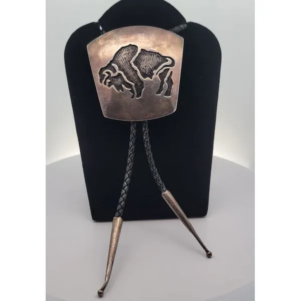Native American Sterling Silver Bison Bolo Tie Chipper's Jewelry Bonney Lake, WA