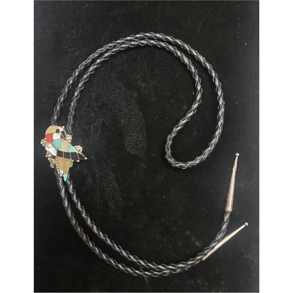 Vintage Inlay Native American Bird Bolo Tie Chipper's Jewelry Bonney Lake, WA