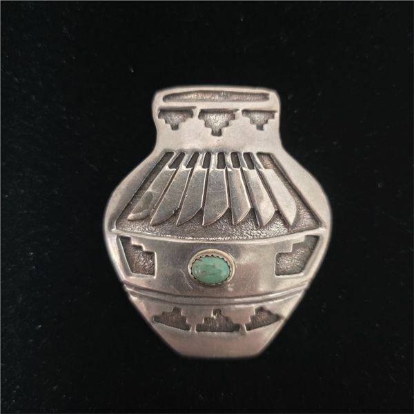 Vintage Navajo Sterling Silver Turquoise Brooch/Pendant Chipper's Jewelry Bonney Lake, WA