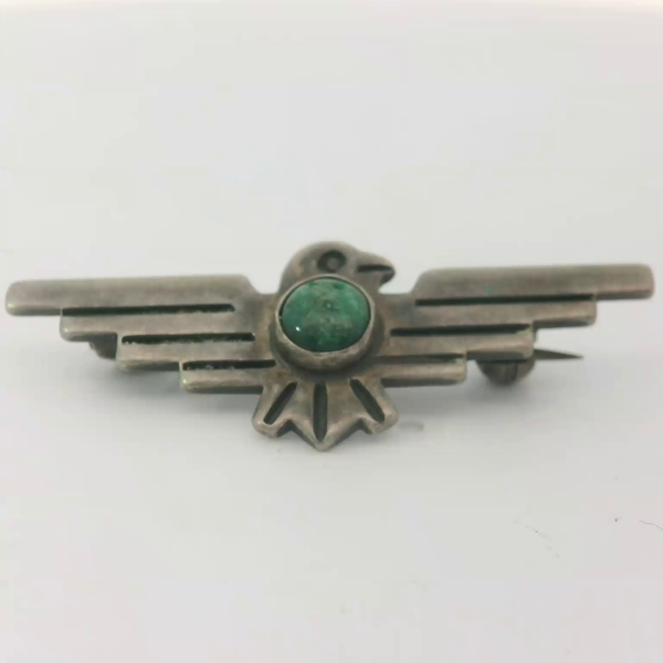 Vintage 1950's Thunderbird Turquoise Brooch Chipper's Jewelry Bonney Lake, WA