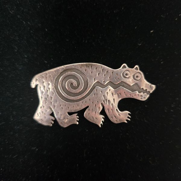 Vintage Sterling Silver Bear Brooch Chipper's Jewelry Bonney Lake, WA
