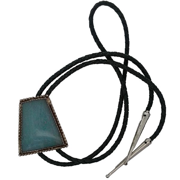 Sterling Silver Glass Bolo Tie w/ Leather Cord Chipper's Jewelry Bonney Lake, WA