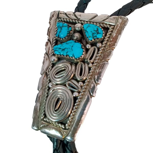Sterling Silver Native American Bolo Tie with Turquoise Chipper's Jewelry Bonney Lake, WA