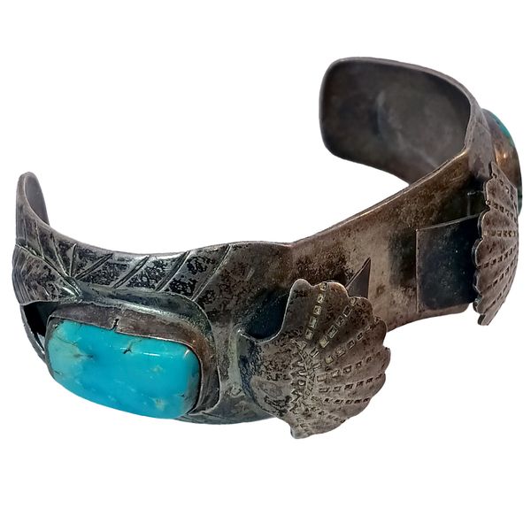 Sterling Silver with Turquoise Inlay Handcrafted Men's Watch Band Chipper's Jewelry Bonney Lake, WA