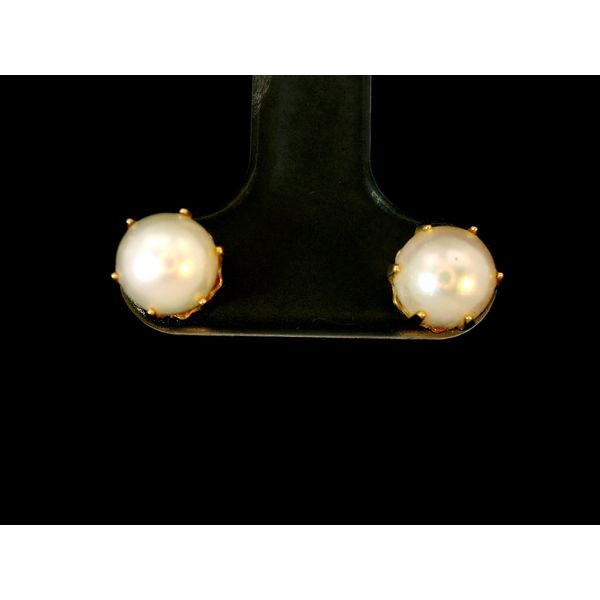 14K Yellow Gold Akoya Cultured Pearl Stud Earrings Chipper's Jewelry Bonney Lake, WA