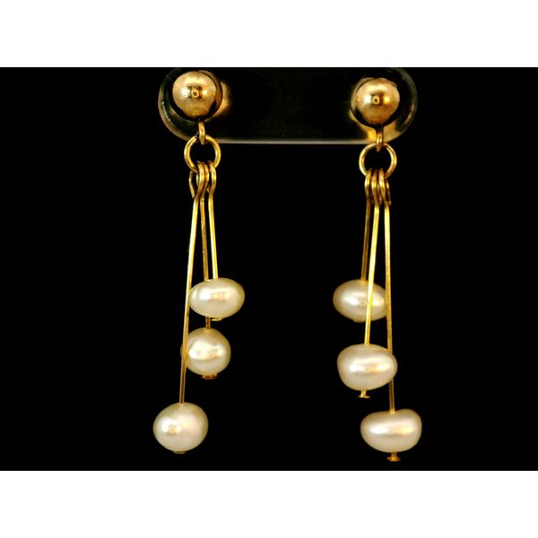14K Yellow Gold Freshwater Cultured Pearl Dangle Earrings Chipper's Jewelry Bonney Lake, WA