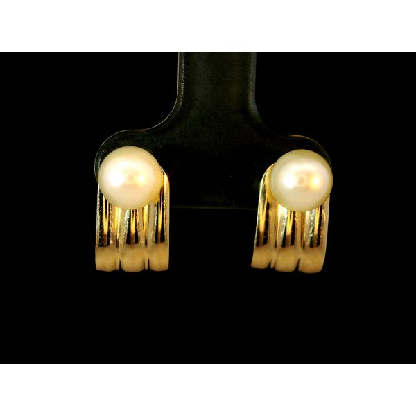 14K Yellow Gold Akoya Cultured Pearl Studs with "J" Jackets Chipper's Jewelry Bonney Lake, WA