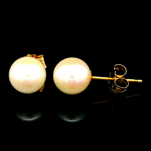 14KY Cultured Pearl Stud Earrings 6.0mm-6.50mm Round. Chipper's Jewelry Bonney Lake, WA