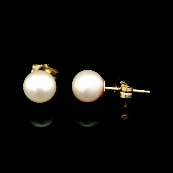 10K Yellow Gold Freshwater Cultured Pearl Stud Earrings Chipper's Jewelry Bonney Lake, WA