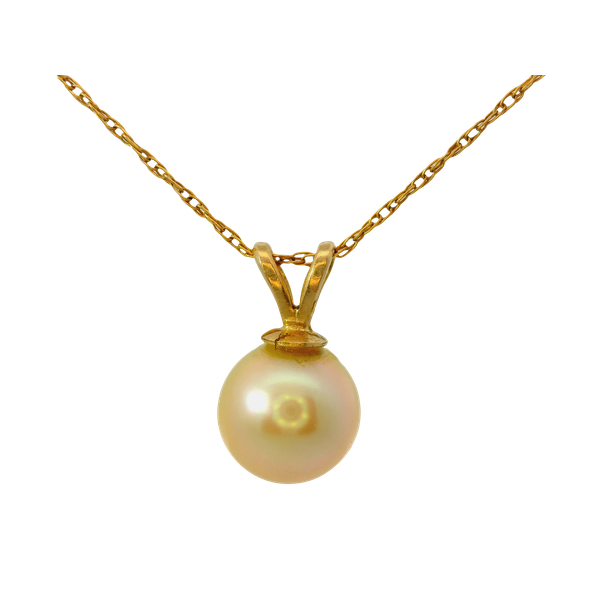 10K Yellow Gold Cultured Pearl Solitaire Necklace on 18 Inch Chain Chipper's Jewelry Bonney Lake, WA
