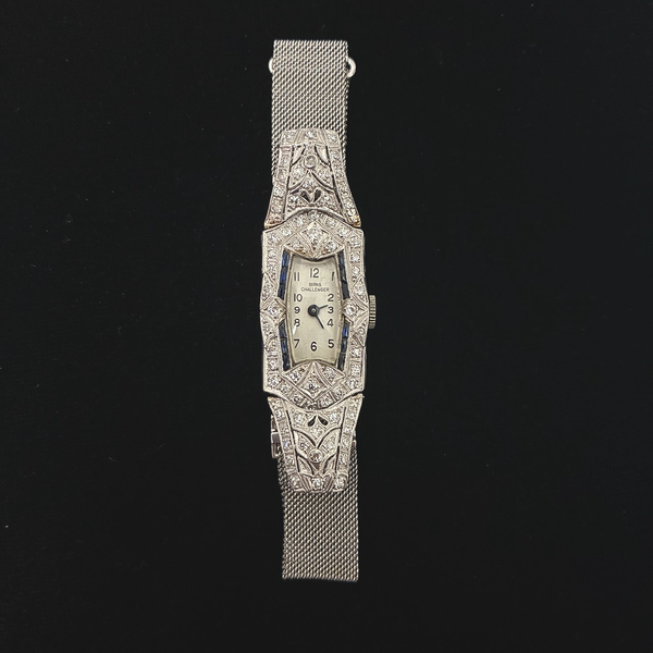 Antique 1920's Birks Challenger Platinum Diamond Watch 18KW Mesh Bracelet Chipper's Jewelry Bonney Lake, WA