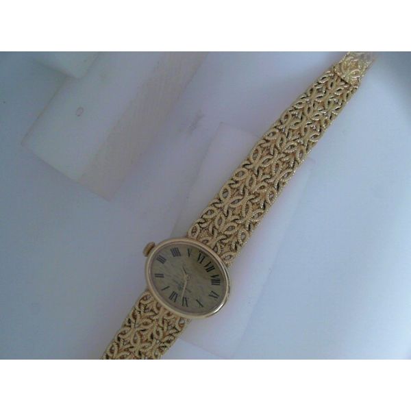 18KY Lady's Baume & Mercier Wristwatch with bark dial.  Manual Wound. Chipper's Jewelry Bonney Lake, WA
