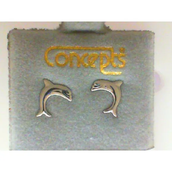 Concepts Designs for Sensitive Ears Dolphin Silver Tone Earrings Chipper's Jewelry Bonney Lake, WA