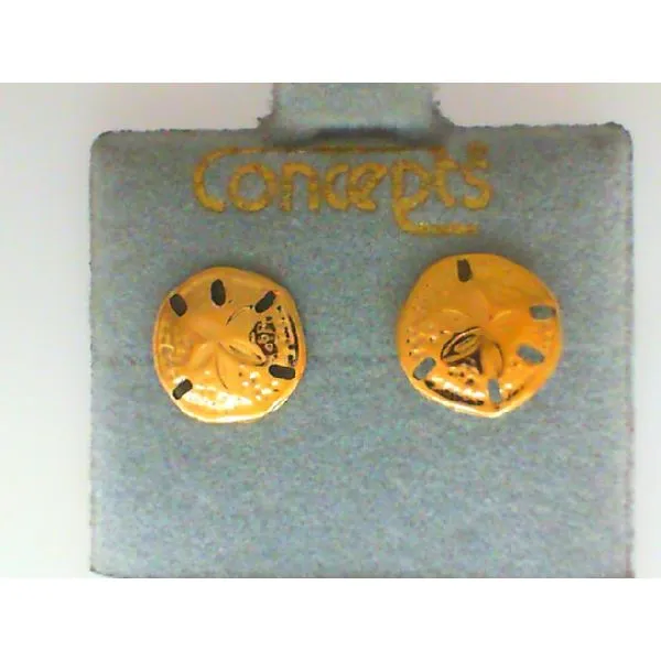 24Kt Yellow Gold Plated Small Sand Dollar Earrings Chipper's Jewelry Bonney Lake, WA