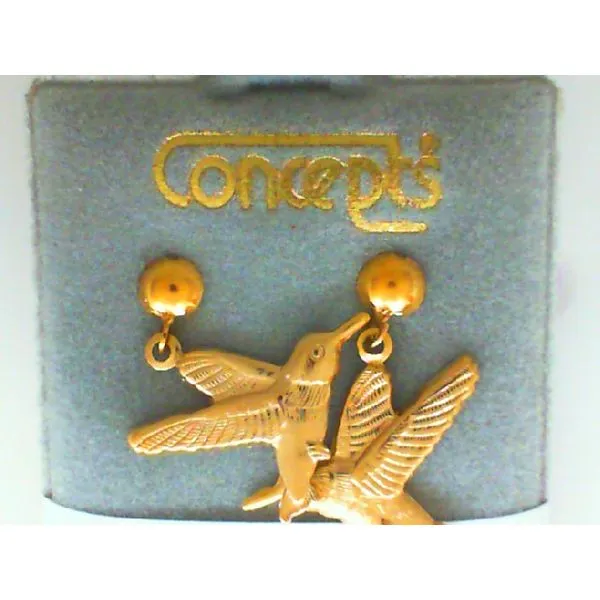 24Kt Yellow Gold Plated Hummingbird Dangle Earrings Chipper's Jewelry Bonney Lake, WA