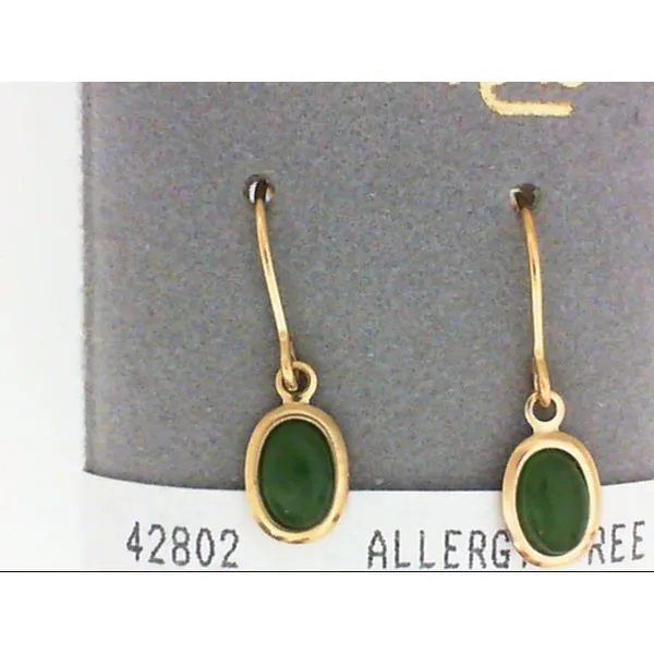 24Kt Yellow Gold Plated Surgical Stainless Steel Jade French Hook Earrings Chipper's Jewelry Bonney Lake, WA