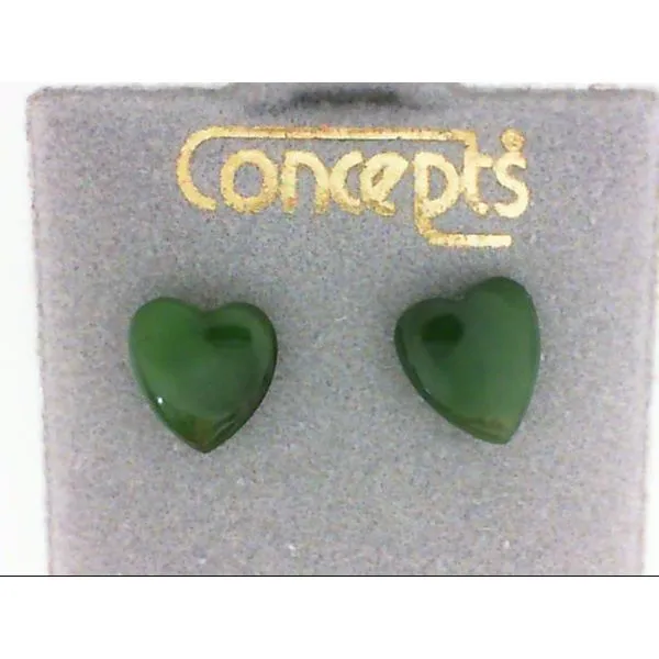 24KY Gold Plated Surgical Stainless Steel Jade Heart Earrings Chipper's Jewelry Bonney Lake, WA