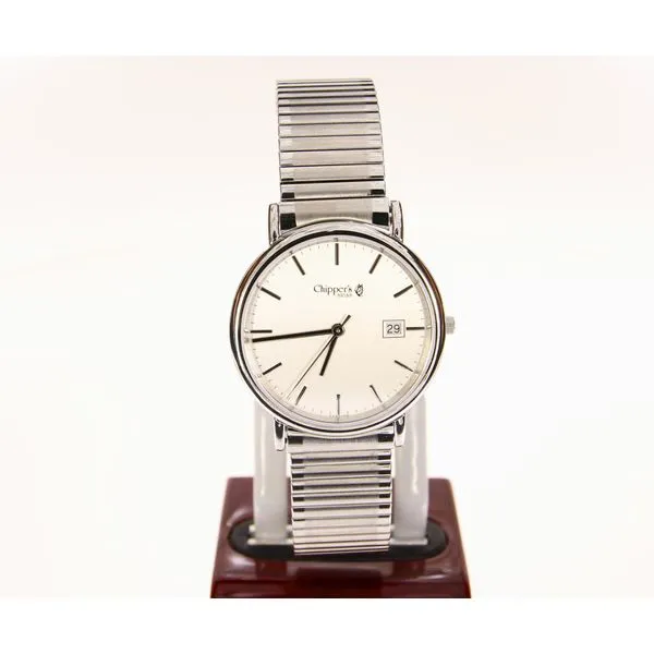 Chipper's Gents Swiss Quartz, 3 ATM (Water Resistant to 100 Feet), Stainless Steel Case, Genuine Sapphire Crystal, Stainless Ste Chipper's Jewelry Bonney Lake, WA