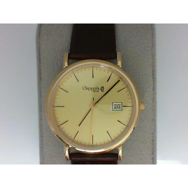 Chipper's Gents Swiss Quartz, 3 ATM, Stainless Steel Case, Leather Strap Chipper's Jewelry Bonney Lake, WA