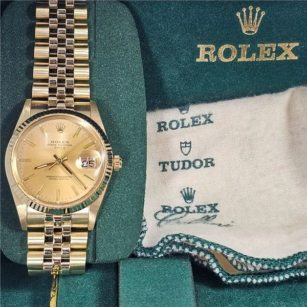 14K Yellow Gold Gents Rolex Oyster Perpetual Date Watch Chipper's Jewelry Bonney Lake, WA
