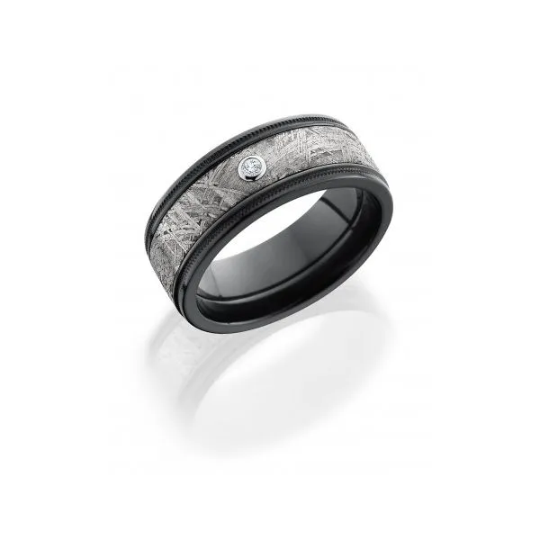 Lashbrook Men's Two Tone Zirconium Wedding Band with Flush Set Diamonds Chipper's Jewelry Bonney Lake, WA