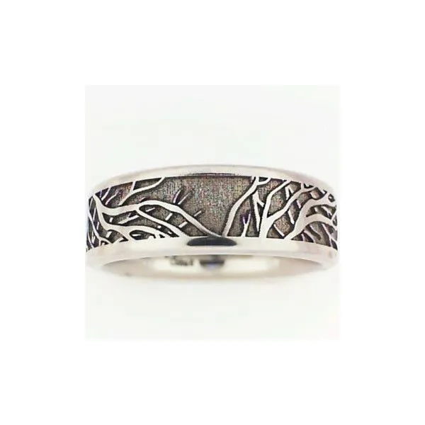 Lashbrook Men's Cobalt Chrome Wedding Band with Branches Design Image 2 Chipper's Jewelry Bonney Lake, WA