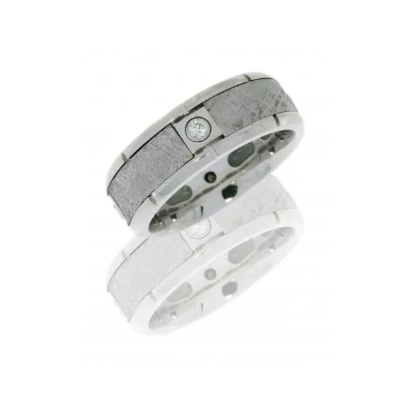 Lashbrook Men's Cobalt Wedding Band, 8mm, with Meteorite Segments and Four Diamonds Chipper's Jewelry Bonney Lake, WA