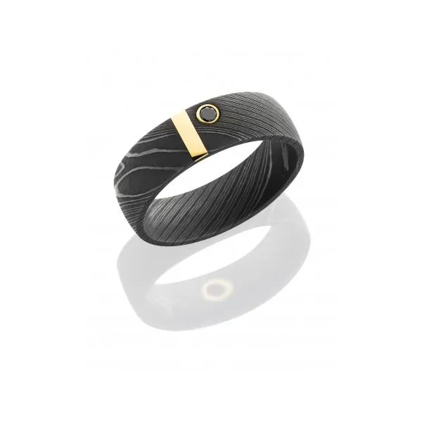 Damascus Band with 14Kt Vertical Gold Inlay Chipper's Jewelry Bonney Lake, WA
