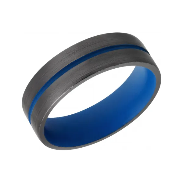 Black Zirconium Band with NRA Royal Blue Cerakote In & Out Chipper's Jewelry Bonney Lake, WA