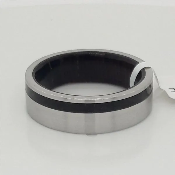 Hardwood Sleeve Black Dino Inlay Wedding Band Chipper's Jewelry Bonney Lake, WA