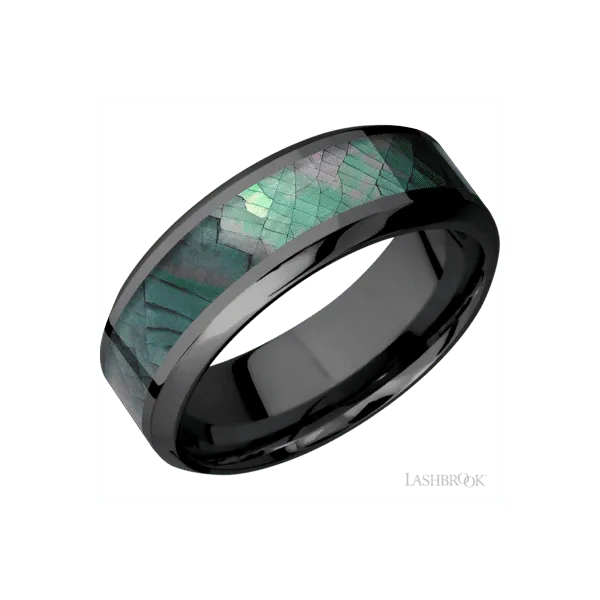 Zirconium Band with Black Mother of Pearl Inlay Chipper's Jewelry Bonney Lake, WA