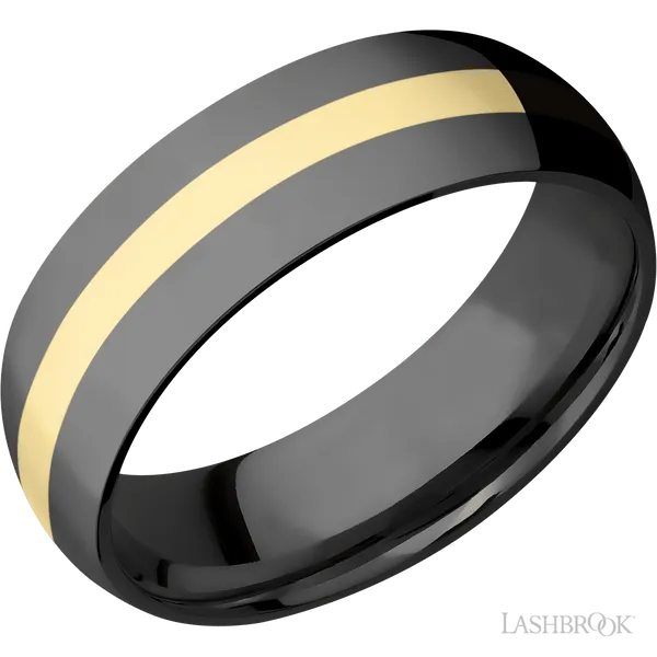 Zirconium Wedding Band with 14K Yellow Gold Inlay Chipper's Jewelry Bonney Lake, WA