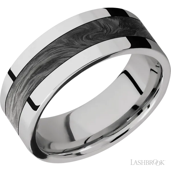 Cobalt Chrome Wedding Band with Forged Carbon Fiber Inlay Chipper's Jewelry Bonney Lake, WA