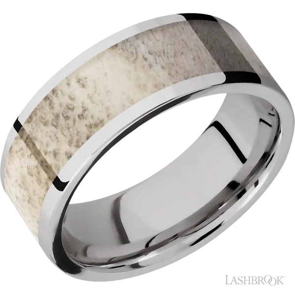 Cobalt Chrome Wedding Band with Antler Inlay Chipper's Jewelry Bonney Lake, WA