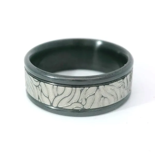 Black Zirconium Wedding Band with Grey Inlay Chipper's Jewelry Bonney Lake, WA
