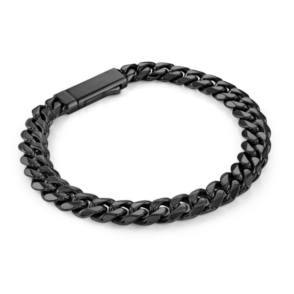 Black-Ip-S.Steel Matte 7.7Mm-Curb Key-Clasp 8