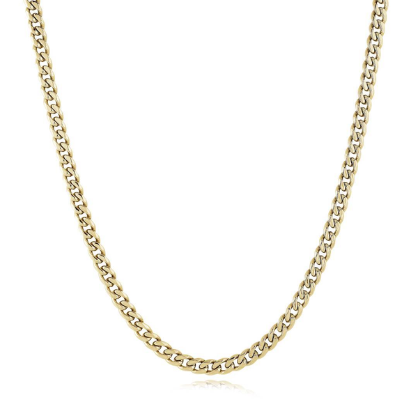 Gold-Ip-S.Steel 4.6Mm-Curb Key-Clasp 22