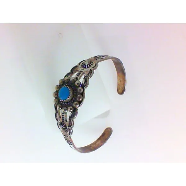 Genuine Turquoise Native American Sterling Silver Child's Bracelet Chipper's Jewelry Bonney Lake, WA