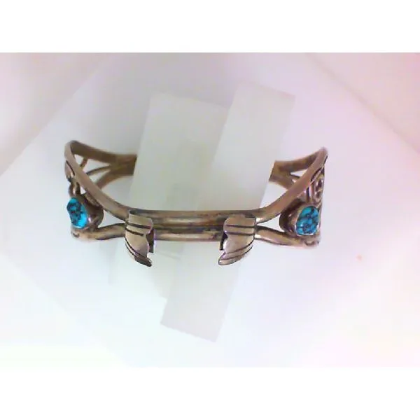 Genuine Kingman Turquoise Sterling Silver Native American Bracelet Chipper's Jewelry Bonney Lake, WA