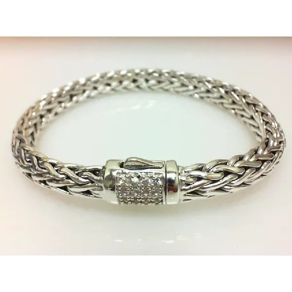 Sterling Silver Rhodium Plated Bracelet with White Sapphires Chipper's Jewelry Bonney Lake, WA