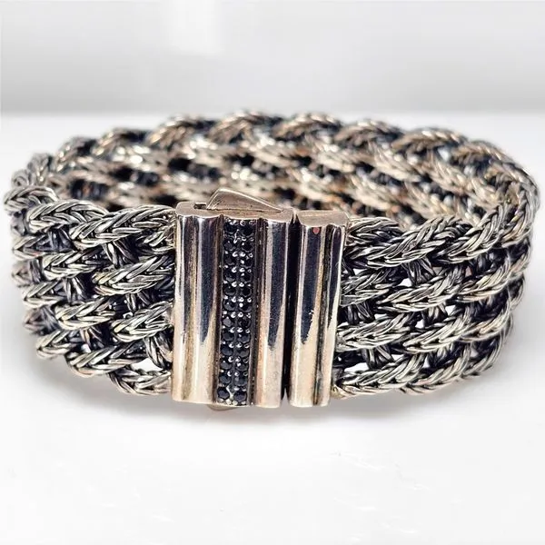 Sterling Silver Rhodium Plated with Black Sapphires Bracelet Chipper's Jewelry Bonney Lake, WA