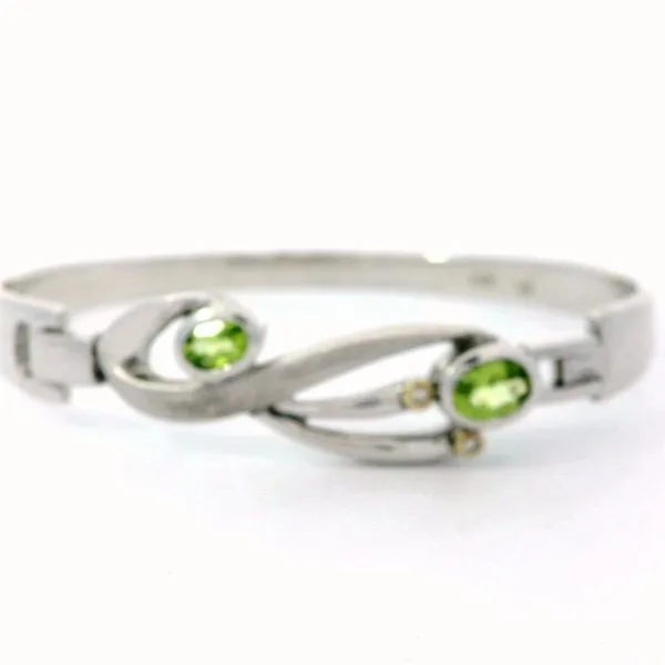 Sterling Silver/18kt Bezel Peridot and Diamond Bracelet Chipper's Jewelry Bonney Lake, WA