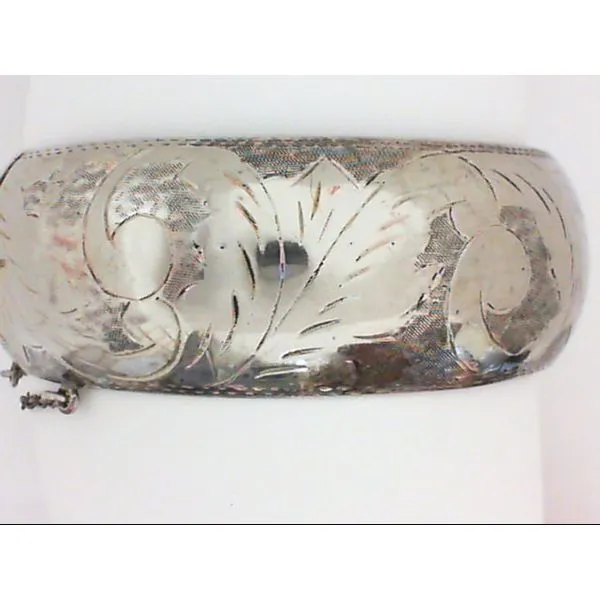 Sterling Silver Wide Banned Bangle with Intricate Design Bracelet Chipper's Jewelry Bonney Lake, WA