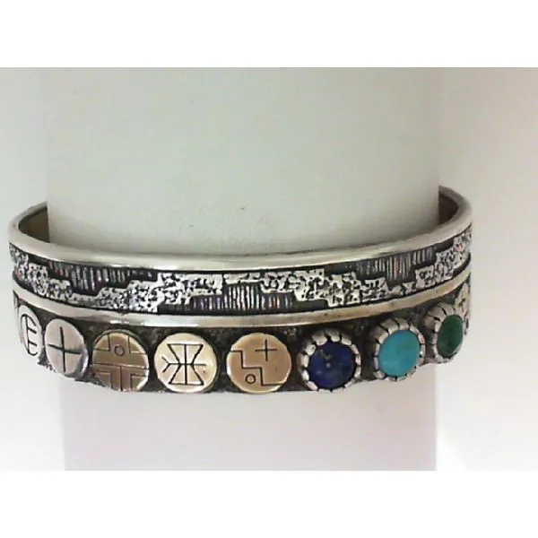 Sterling Silver & 14K Yellow Handmade Native American Bracelet Chipper's Jewelry Bonney Lake, WA