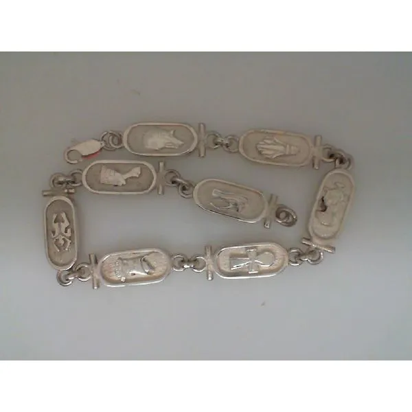 Sterling Silver Ankle Bracelet with 18KY w/ Egyptian Glyphs Image 2 Chipper's Jewelry Bonney Lake, WA