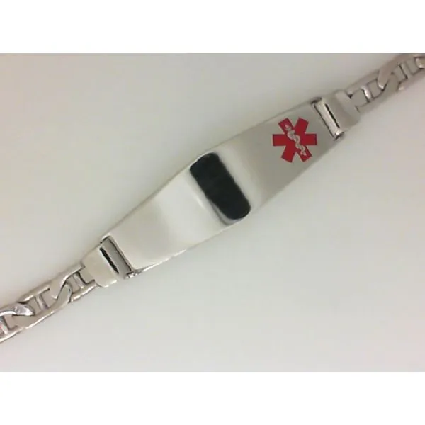 Sterling Silver Rhod-plated Medical ID Anchor Link Bracelet Chipper's Jewelry Bonney Lake, WA