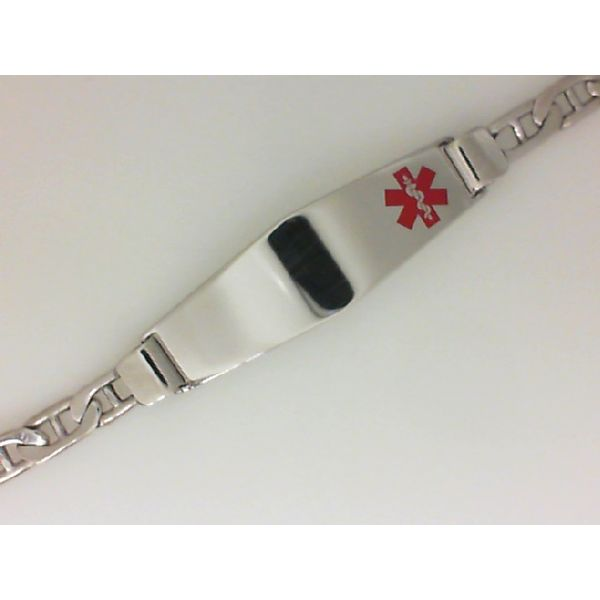 Sterling Silver Rhod-plated Medical ID Anchor Link Bracelet Chipper's Jewelry Bonney Lake, WA