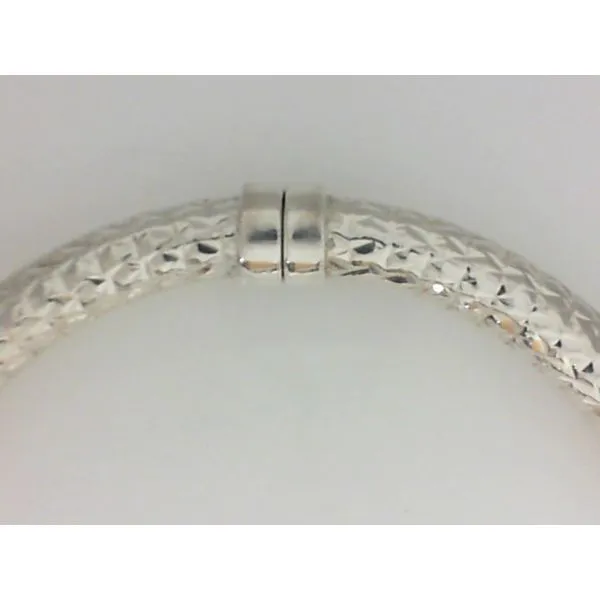 Sterling Silver Hinged Bangle Bracelet with Diamond Pattern Chipper's Jewelry Bonney Lake, WA
