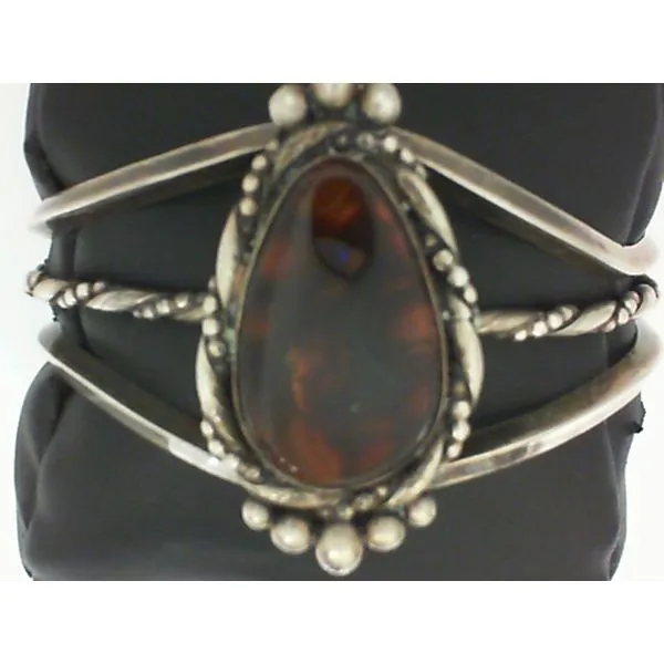 Sterling Silver Cuff Bracelet with Fire Agate Pear Shape Stone Chipper's Jewelry Bonney Lake, WA