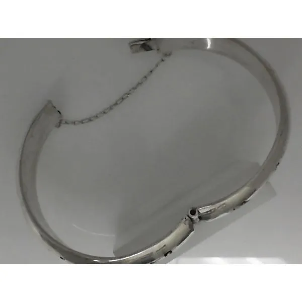 Sterling Silver Hinged Bangle Bracelet with Safety Chain Image 4 Chipper's Jewelry Bonney Lake, WA